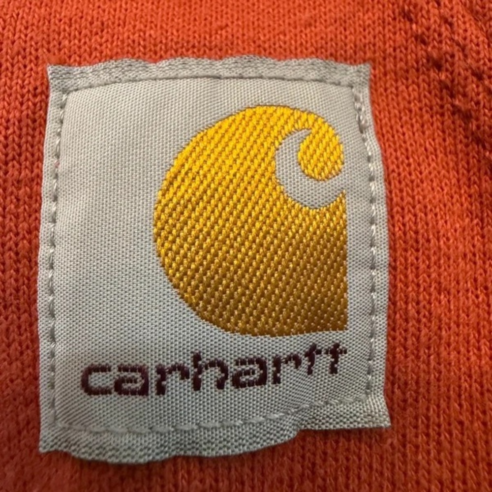 Carhartt Orange Pullover Hoodie with Sleeve Logo - Picture 2 of 5